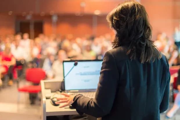 A person giving public speech